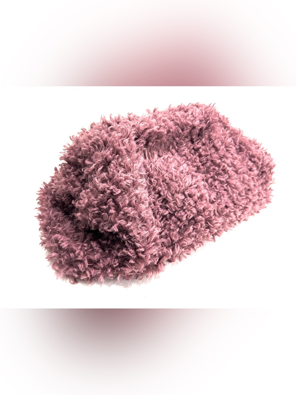 Dusty Rose Curly Sherpa Snap Close Dumpling Clutch